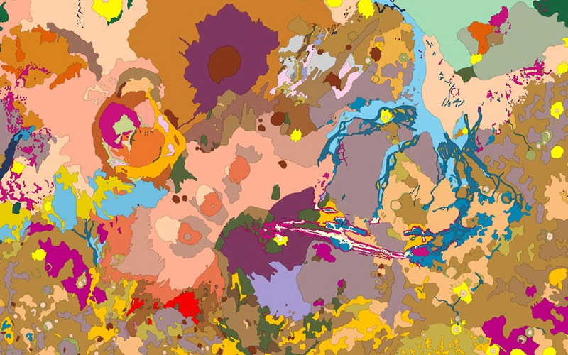 Illustration for article titled These colorful planetary maps look like pop art